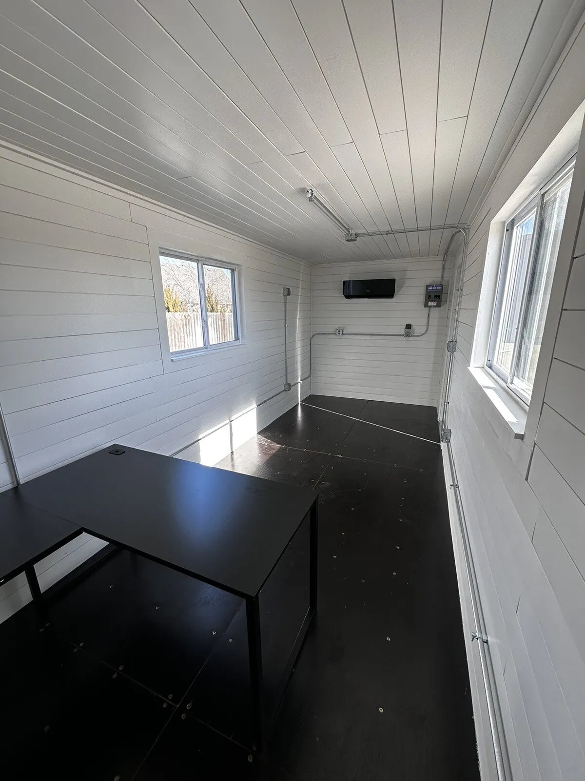 20ft 20’ Slate Gray Shiplap 120V Shipping Container Office Mini Split