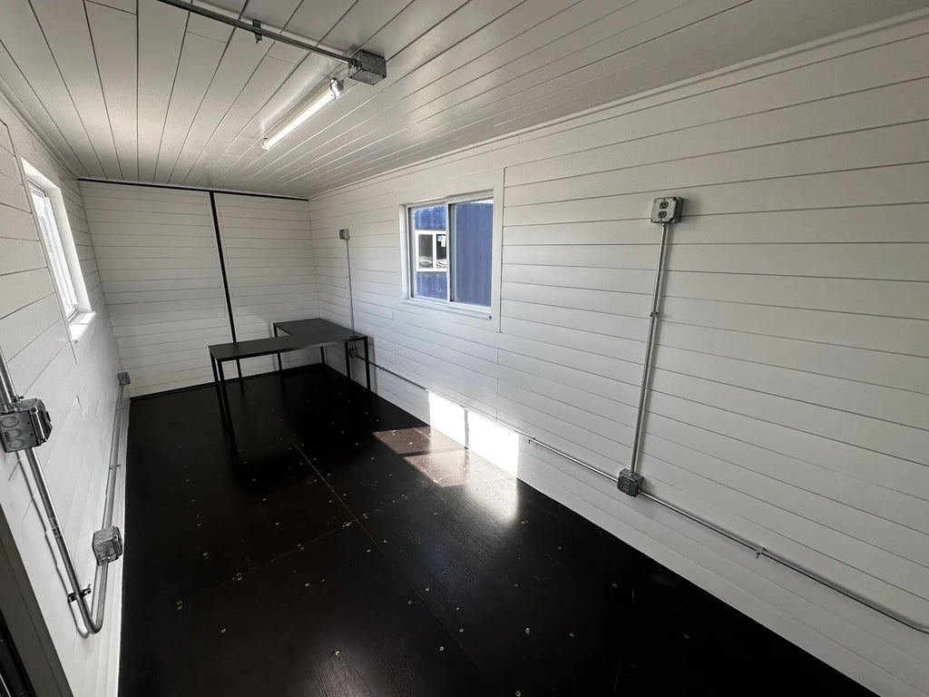20ft 20’ Slate Gray Shiplap 120V Shipping Container Office Mini Split