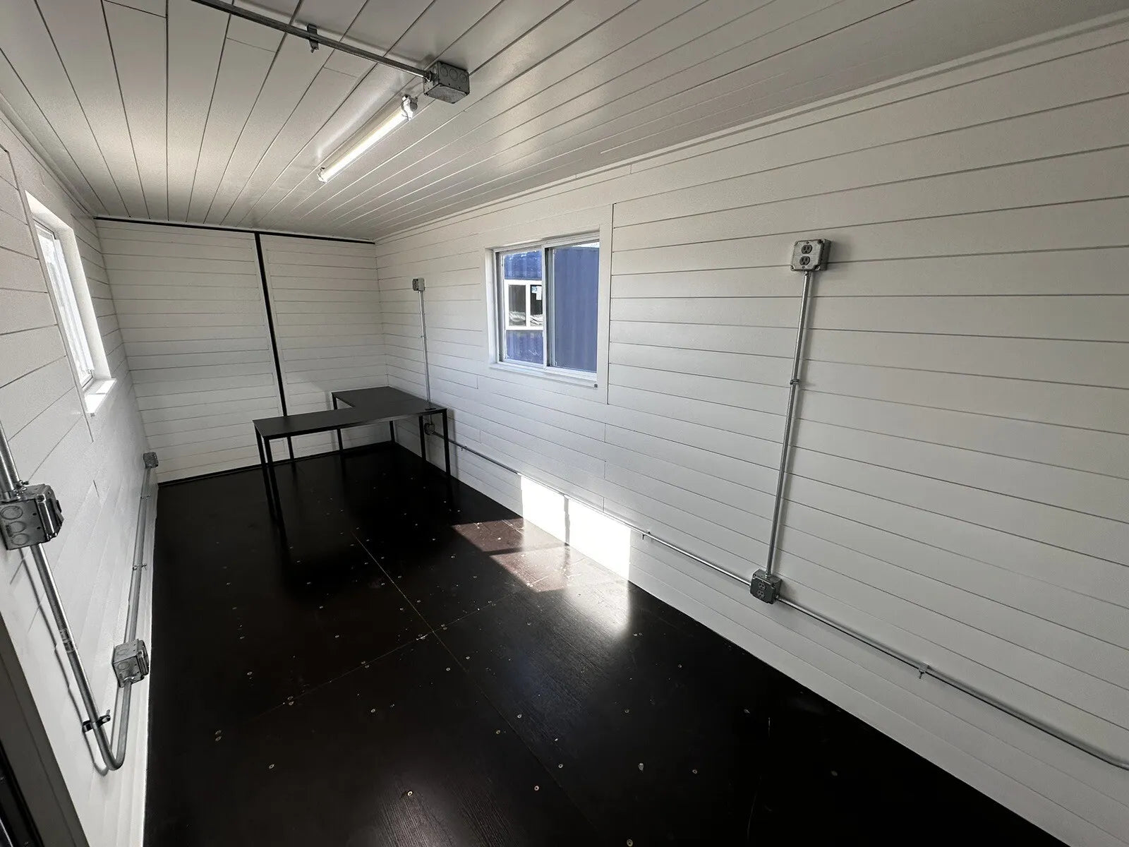 20ft 20’ Slate Gray Shiplap 120V Shipping Container Office Mini Split