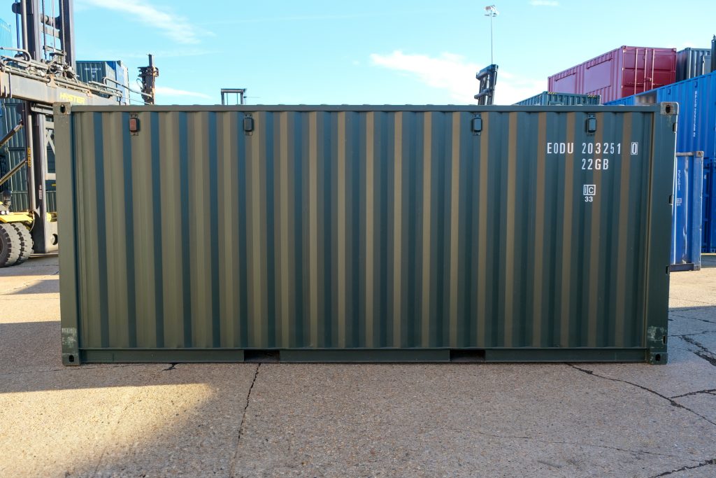 20-foot container lined with plywood