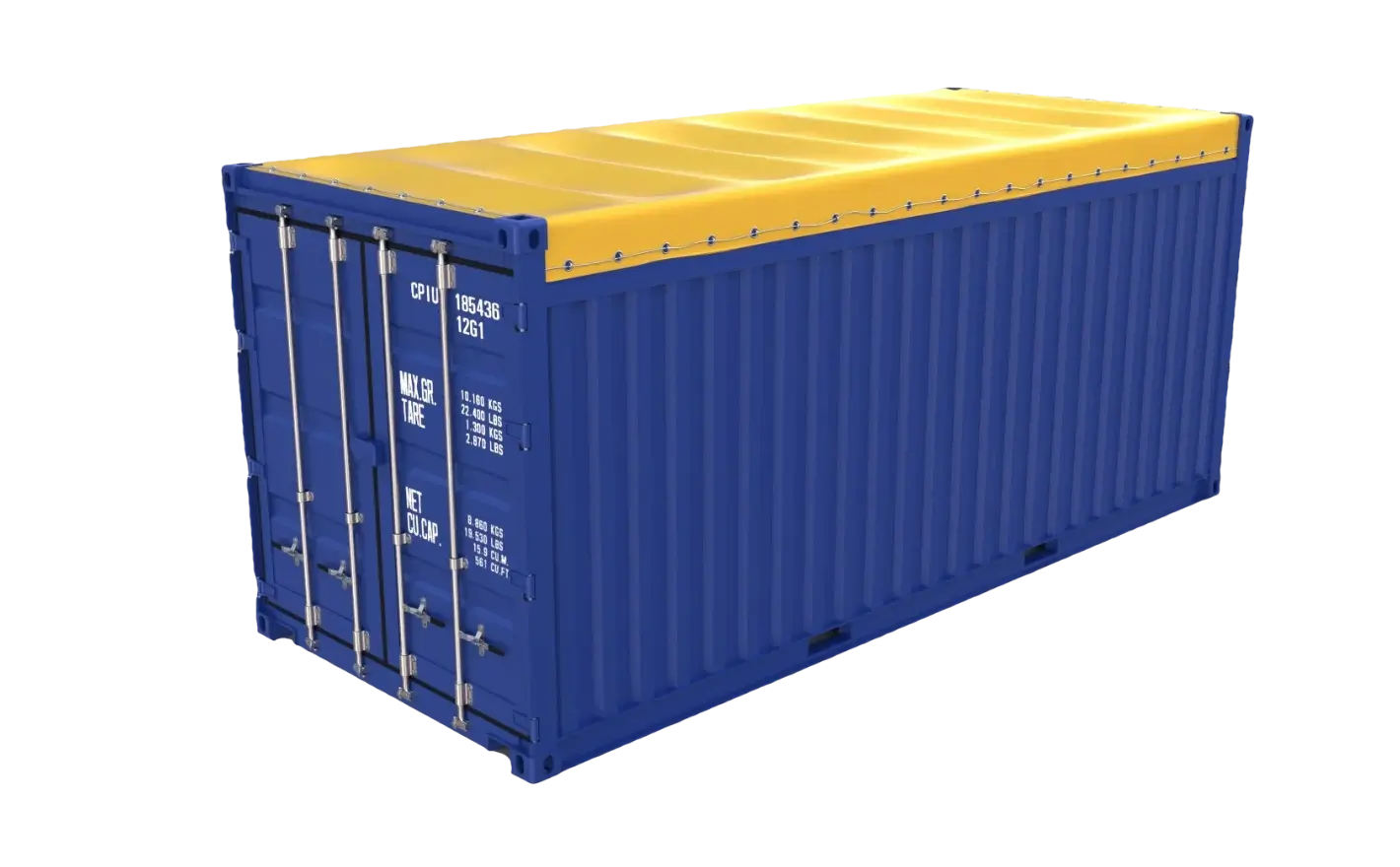 20ft open top container front view 1