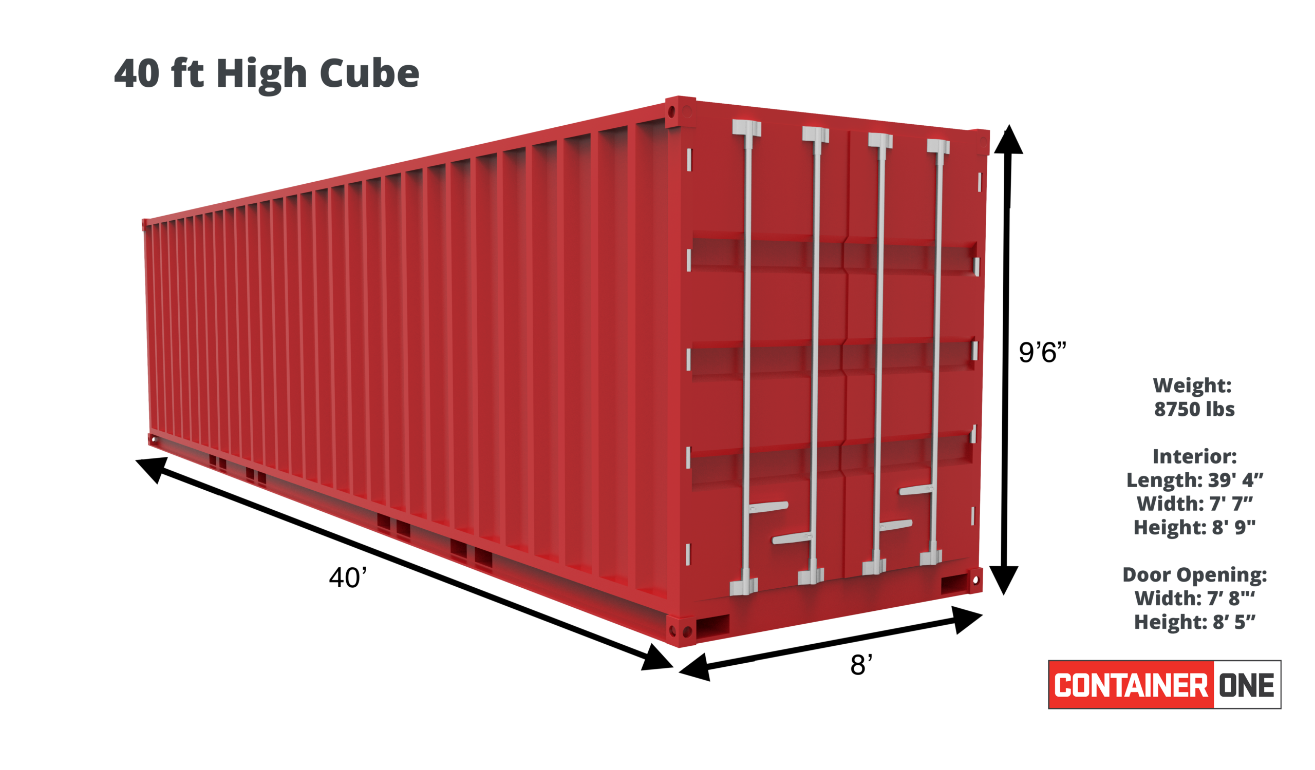 40ft High Cube Cargo Worthy Shipping Container (40HCCW)