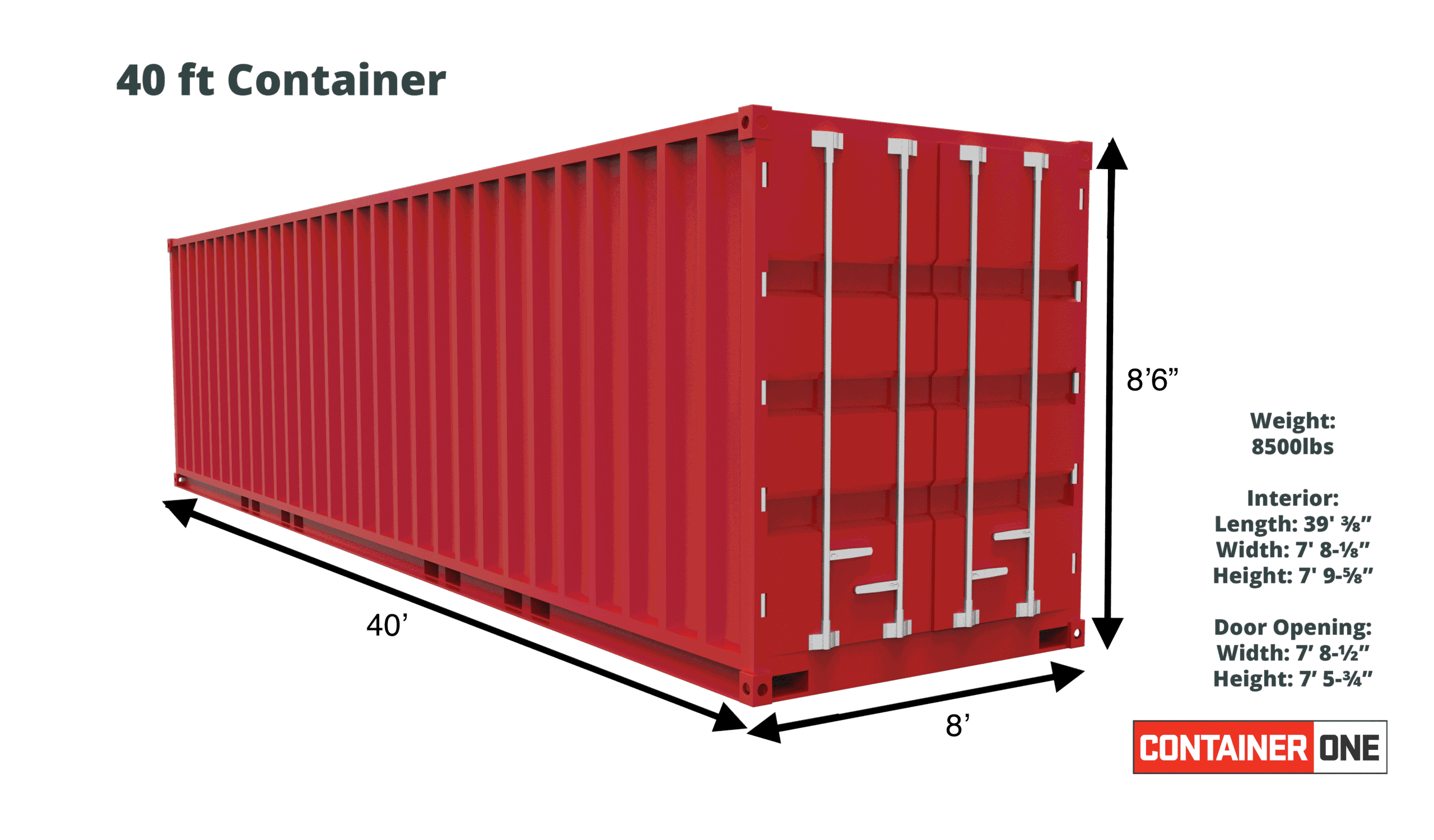 40ft Standard Cargo Worthy Shipping Container (40STCW)