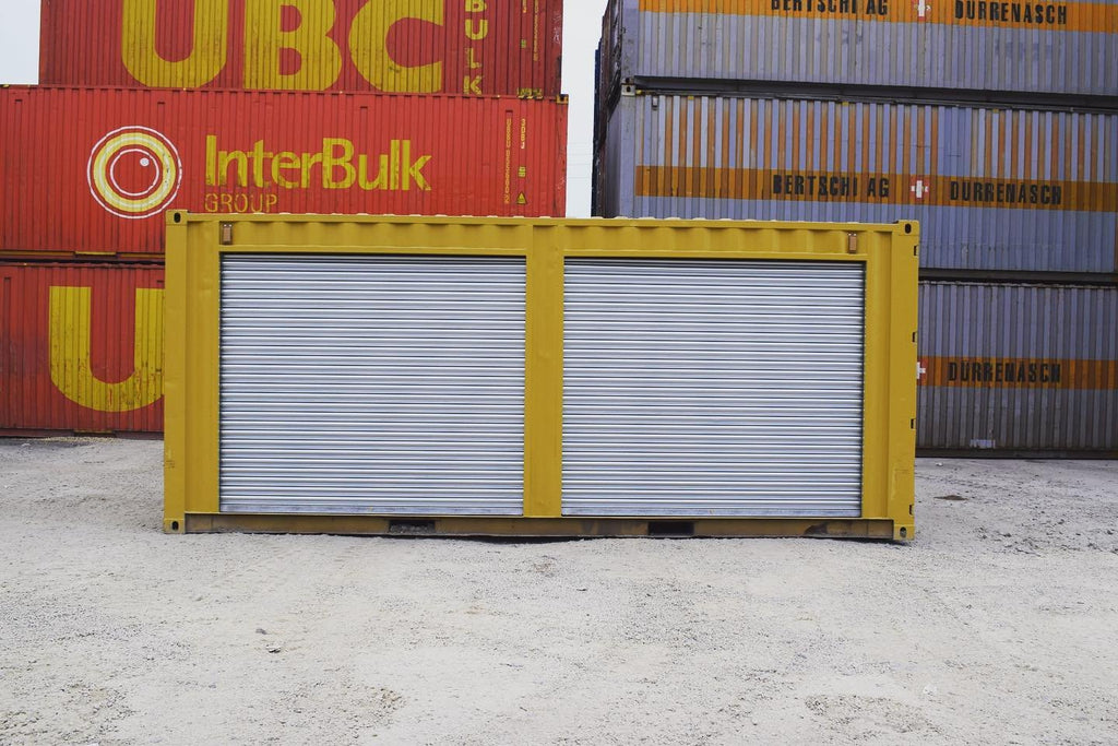 Yellow 20ft Used Container – Dual Side Roll-Up Doors