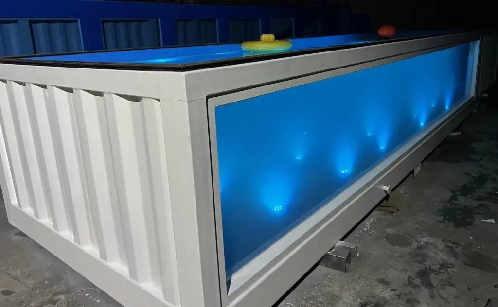 Factory-prefabricated 40-foot shipping container with pool and acrylic window for outdoor spa