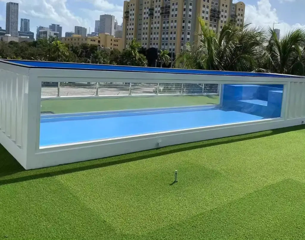 Factory-prefabricated 40-foot shipping container with pool and acrylic window for outdoor spa