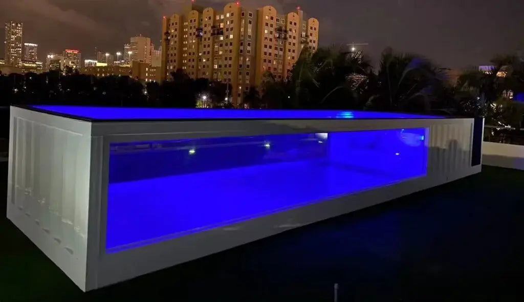 Factory-prefabricated 40-foot shipping container with pool and acrylic window for outdoor spa